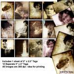 Edwardian Lady Tags - Grungy Digital Collage Sheet..