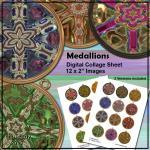 Medallion Digital Collage Sheet - 2 Inch Circles -..