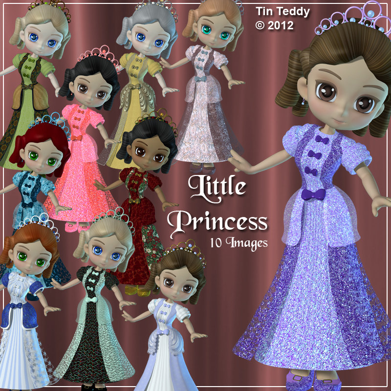 Little Princess Digital Clipart - 10 Pretty Girls For Scrapbooking, Birthday Card Making Etc With Bonus Custom Just For You