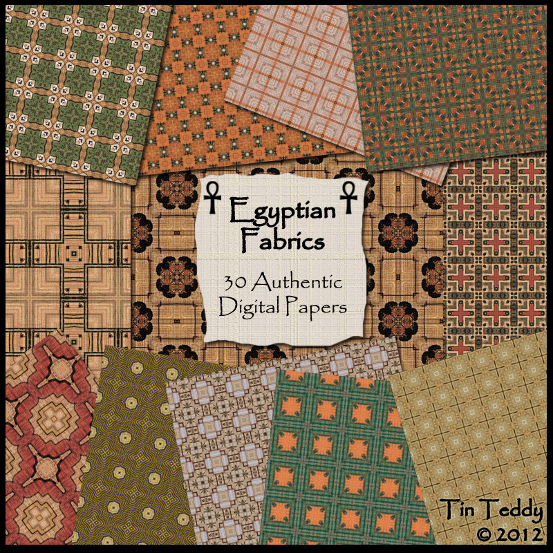 Egyptian Papers Fabric Backgrounds - 30 Authentic Digital Backgrounds For Scrapbooking, Birthday Card Making & More