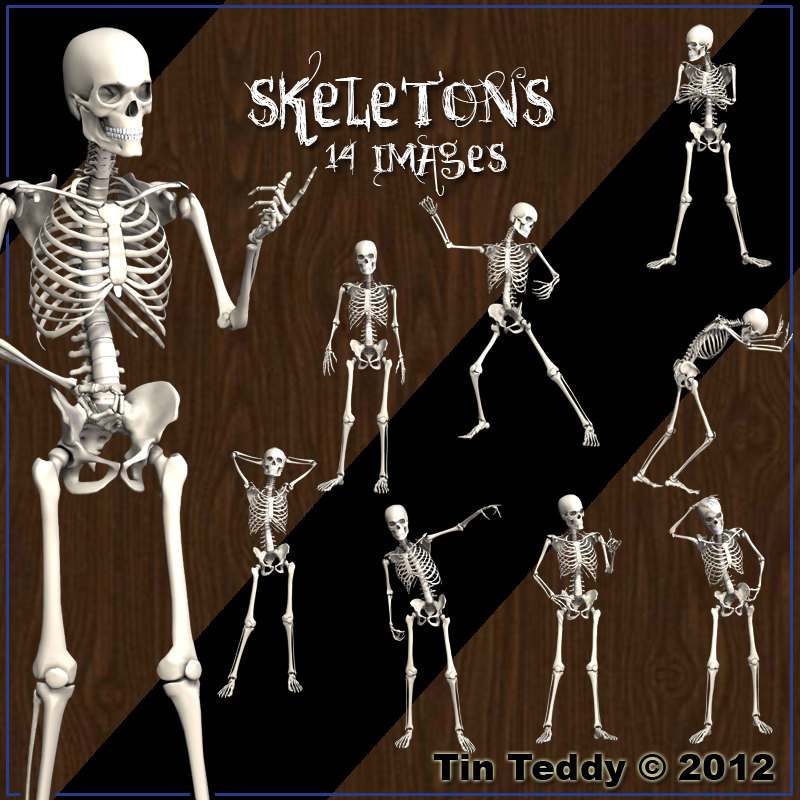 Skeletons -14 Posed Skeleton - Boney Digital Clip Art For Scrapbooking, Birthday Card Making And More
