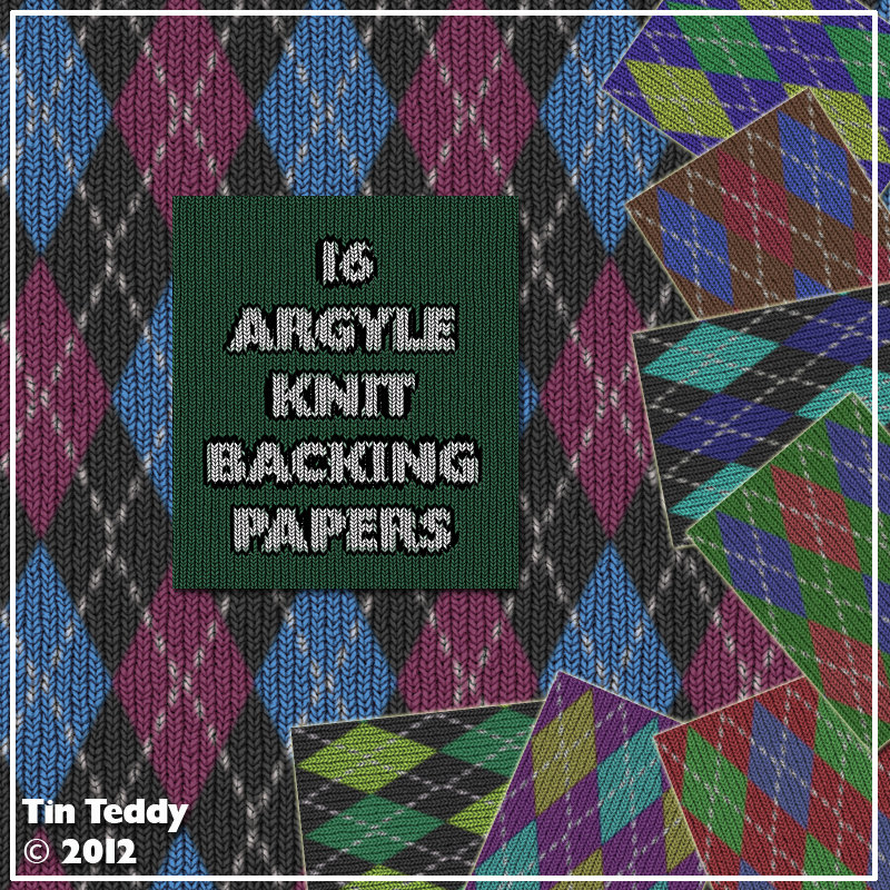 Argyle Knit Backing Papers - 16 Digital Backgrounds For Scrapbooking, Birthday Card Making & More